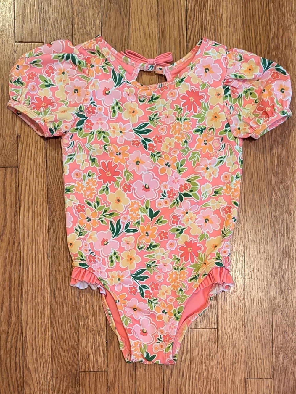 Cynthia Rowley Coral Pink Floral Baby One-Piece